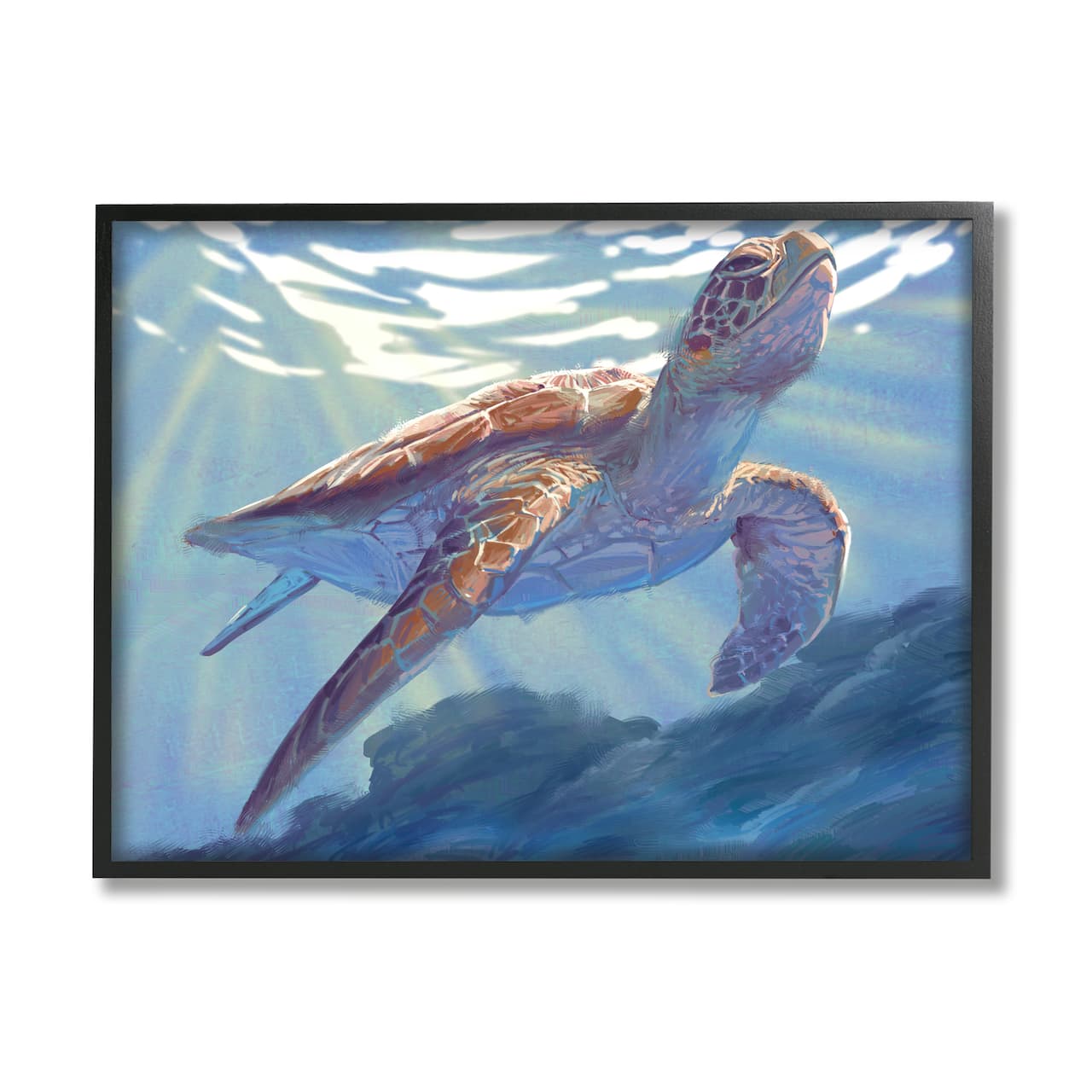 Stupell Industries Deep Ocean Sea Turtle Framed Giclee Art